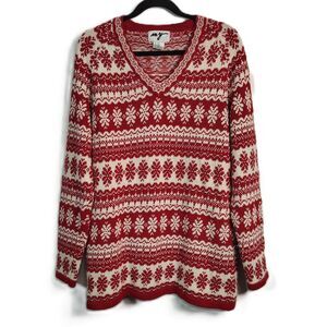 Vtg MY Christmas Snowflake Tunic Sweater MEDIUM Men's Cotton Blend Long Sleeve